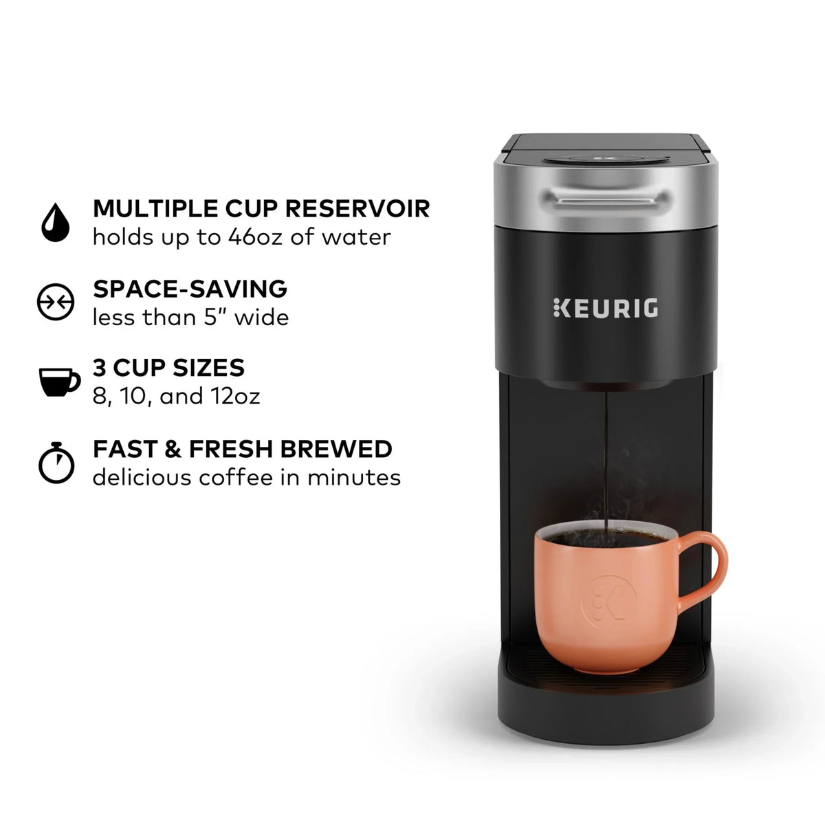 Keurig K-Slim Black Single-Serve K-Cup Pod Coffee Maker