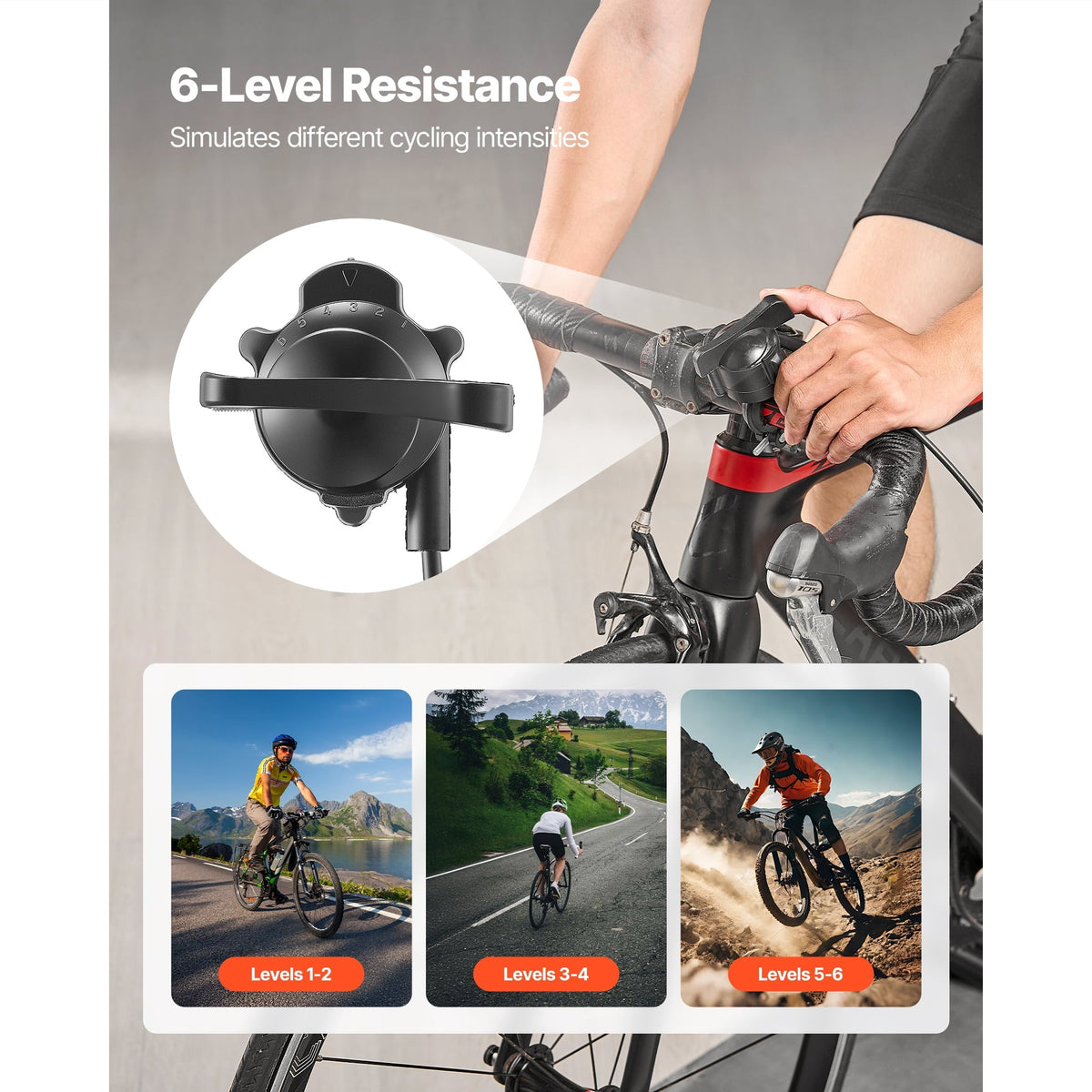 KFFKFF Foldable Magnetic Bike Trainer Stand, Adjustable 6-Level Resistance, Compatible with 26-29 Inch & 700C Wheels, Indoor Cycling Equipment with