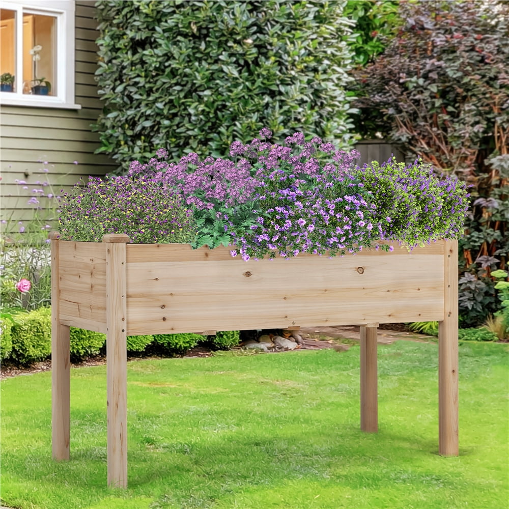 Yaheetech Rectangle Fir Wood Raised Garden Bed Planters, Wood