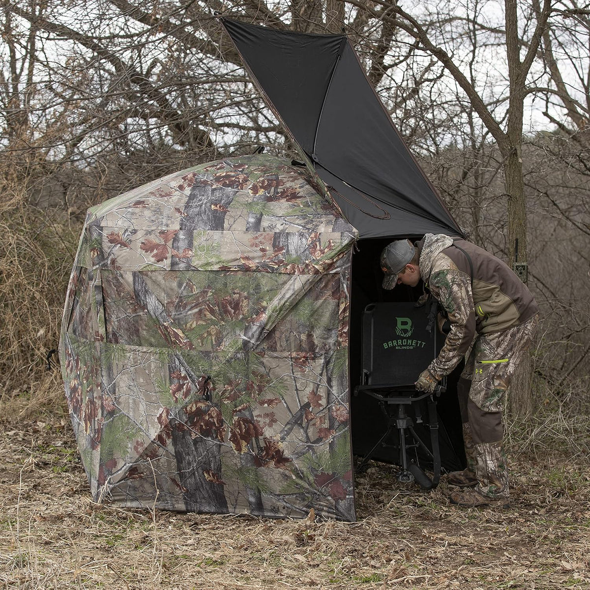 Barronett Blinds® Feather Five, Portable Hunting Blind, Huge Interior, Lightweight, 4-Person, Bloodtrail® Backwoods, 72” x 84” x 84”, FF500BW