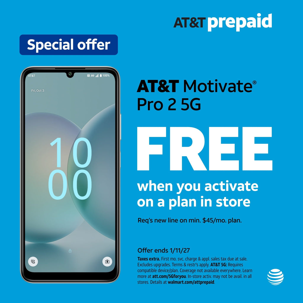 AT&T Motivate Pro 2 5G, 128 GB, Stormy Blue - Prepaid Smartphone [Locked to AT&T]