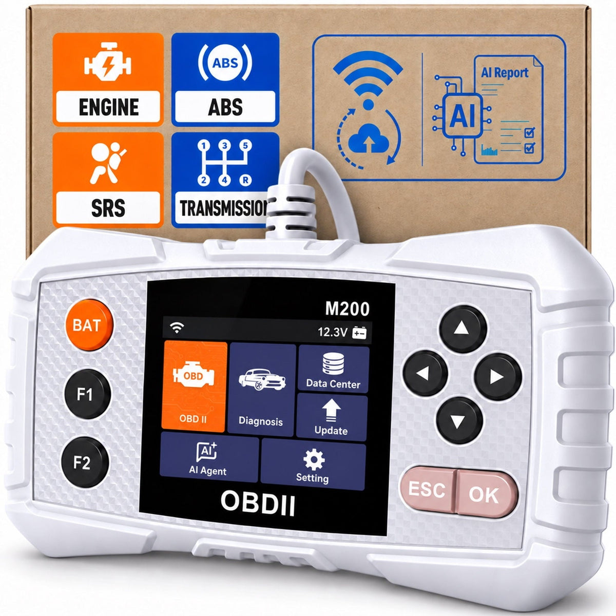 CICPAP OBD2 Scanner ABS SRS Transmission, Check Engine Code Reader for Cars and Trucks, 4-System Diagnostic Tool with Read/Clear Codes, Live Data