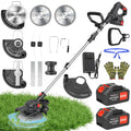 Electric Cordless Weed-Eater, 4.0Ah Cordless Weed Wacker String Trimmer, 24V Grass Trimmer with 2 Battery, Charger Included