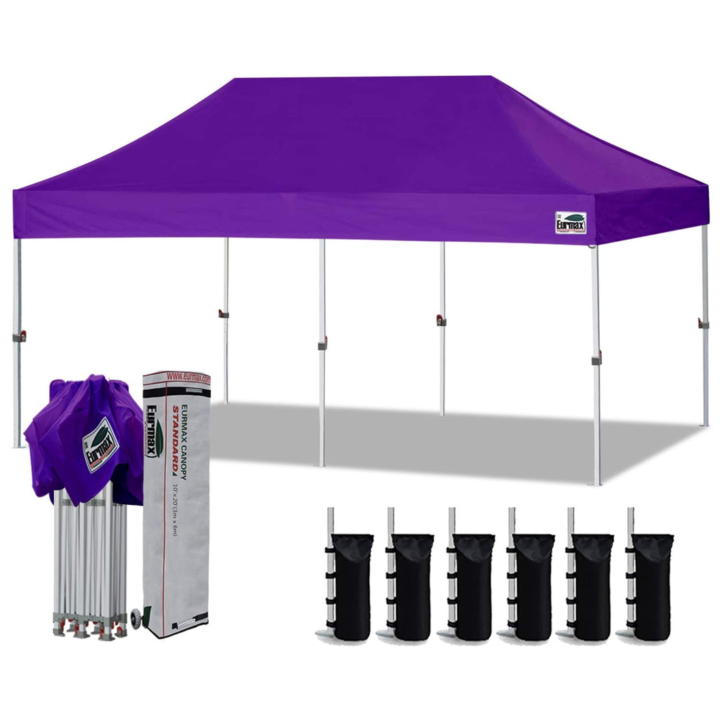 Eurmax Canopy 10' x 20' Violet Pop-up Outdoor Canopy, Heavy Duty Roller Bag