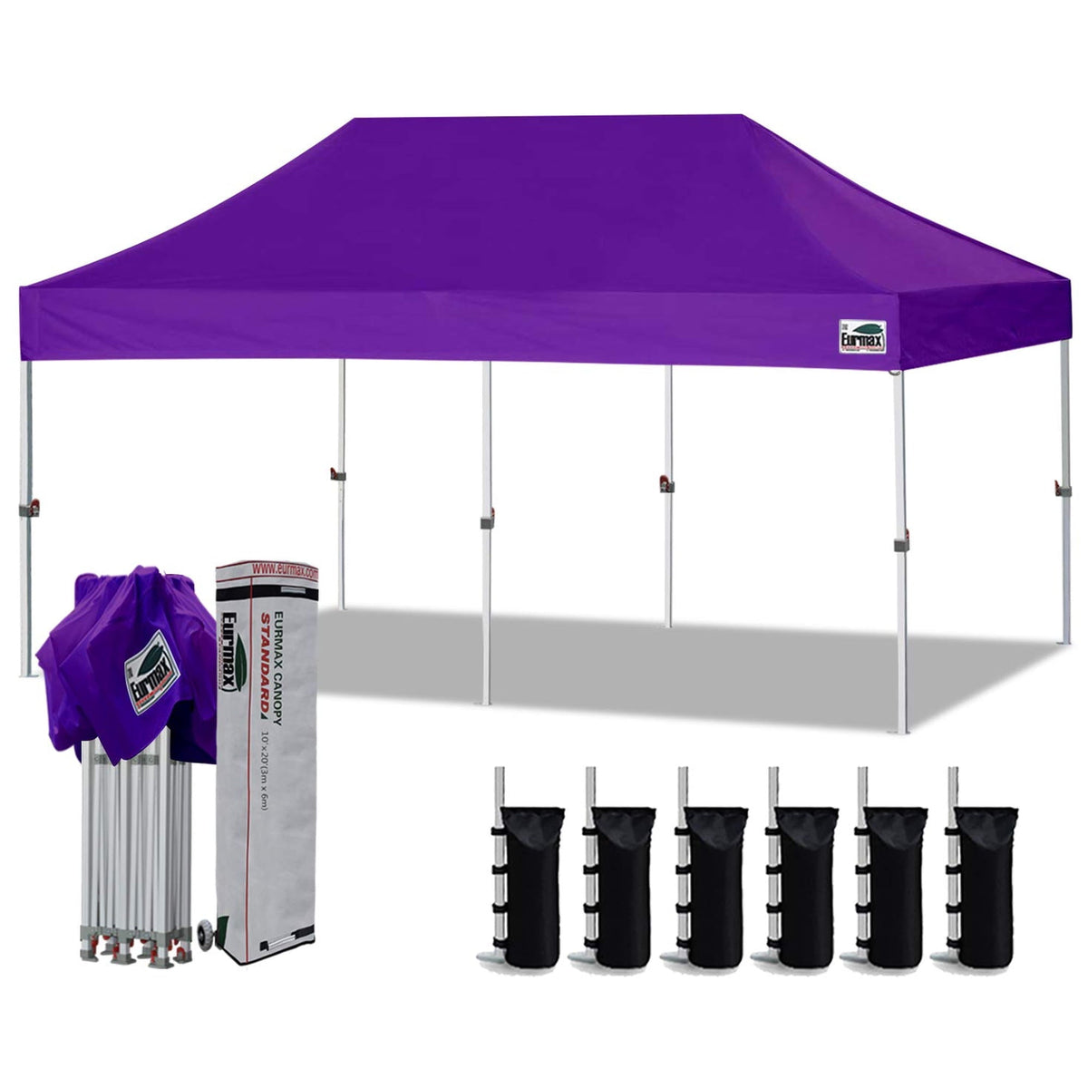 Eurmax Canopy 10' x 20' Violet Pop-up Outdoor Canopy, Heavy Duty Roller Bag