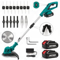 HOTREE 21V Cordless Weed Eater & String Trimmer, Foldable 3-in-1 Weed Wacker, Edger and Brush Cutter with Digital Display, 2.0Ah Batteries & Charger