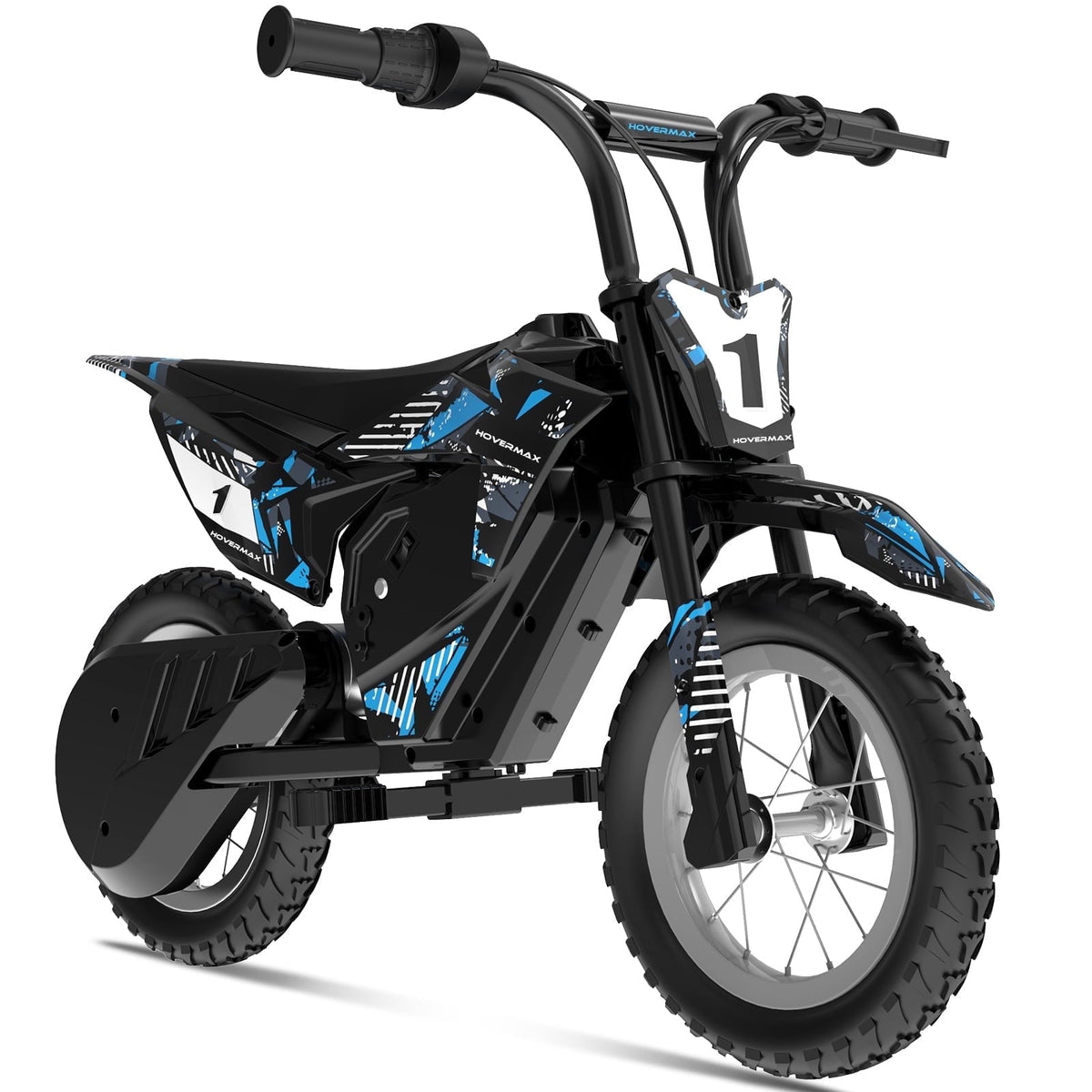 HOVERMAX Electric Dirt Bike for Kids, 150W Motor, Max Speed 10 MPH, Ages 3-7, 14.4V Ride-On Toy with 12" Rubber Wheels