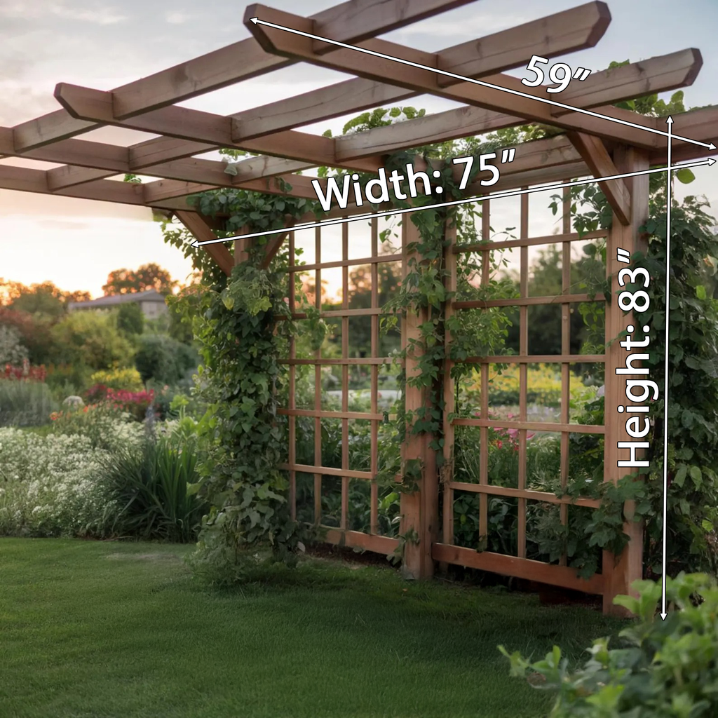 Rustic Handcrafted Outdoor Garden Seating And Trellis For Patio Or Yard