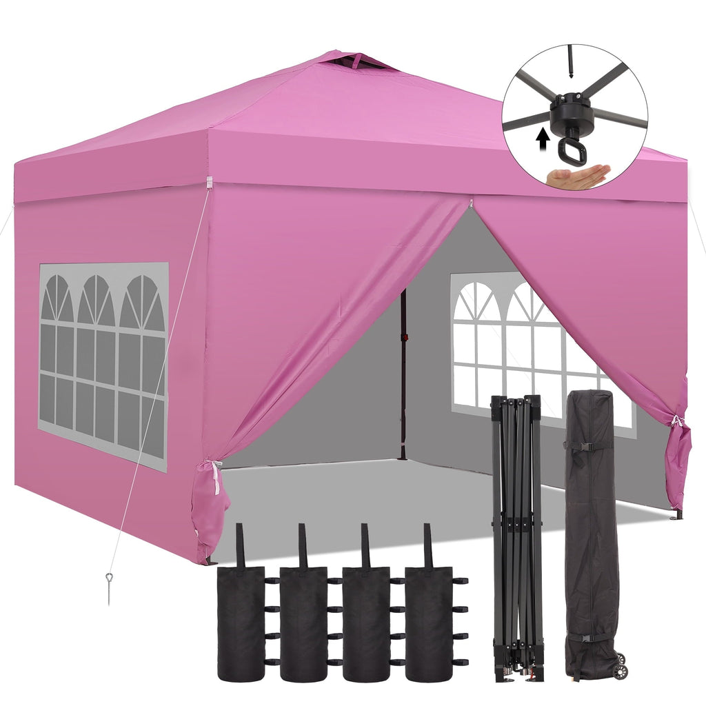 Outdoor Basic 12'x12'Pop up Canopy Tent with One Push Setup & Sidewalls, Instant Shade Gazebos with Adjustable Height, for Patio Deck Garden and