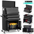 Seizeen 2-IN-1 Tool Box & Cabinet, Large Capacity 8-Drawer Rolling Tool Chest Organizer with Wheels Lockable, Black Metal Tool Cart Garage Storage