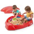 Simplay3 Coastal Crab Portable Plastic Sandbox with Cover, Hot Tamale Red