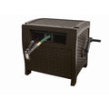 Suncast 175 Foot Slide Trak Outdoor Garden Resin Water Hose Reel, Hose Hideaway, Mocha Brown
