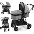 Vomeast Baby Stroller, Foldable Lightweight Travel Stroller, Reversible Seat, 5-Point Harness, Adjustable Canopy, Gray