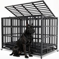 YOKWOK 48 Inch Heavy Duty Dog Crate, Indestructible Steel Chew & Escape Proof Dog Cage for Large High Anxiety Dogs, XL Metal Dog Kennel with Locking