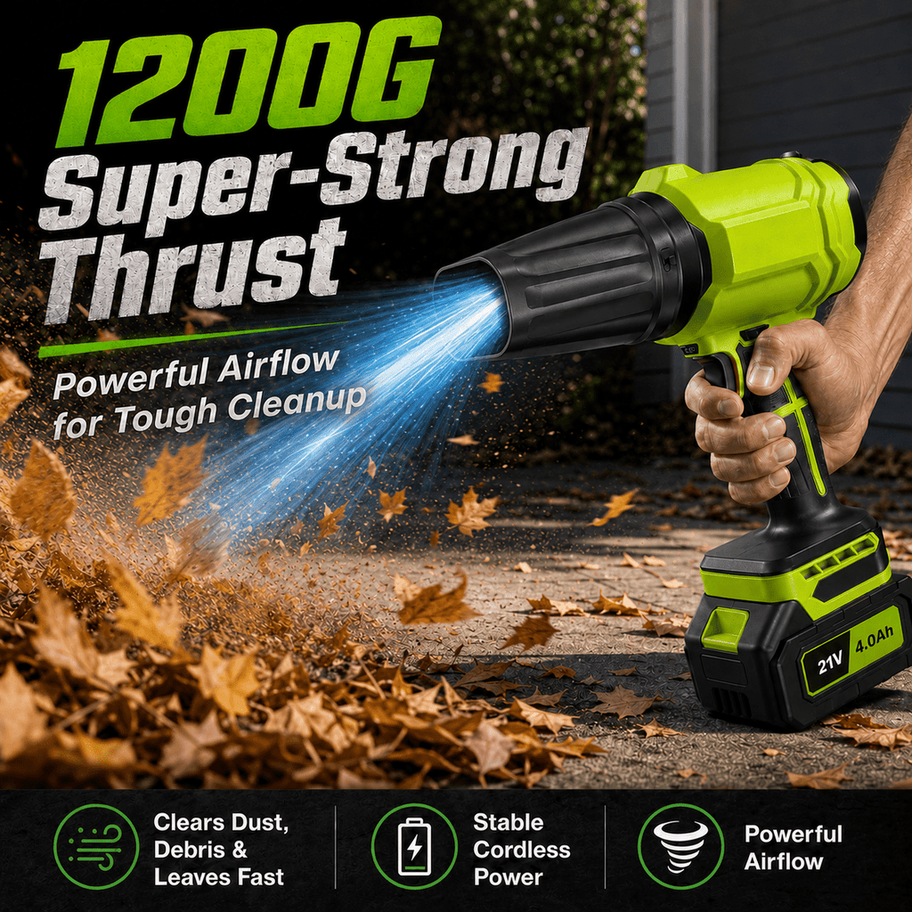 Cordless Leaf Blower with 2x 4.0Ah Batteries, 980,000 RPM Handheld Electric Leaf Sweeper, Lightweight Blower for Patio Cleaning, Lawn Care, Dust and