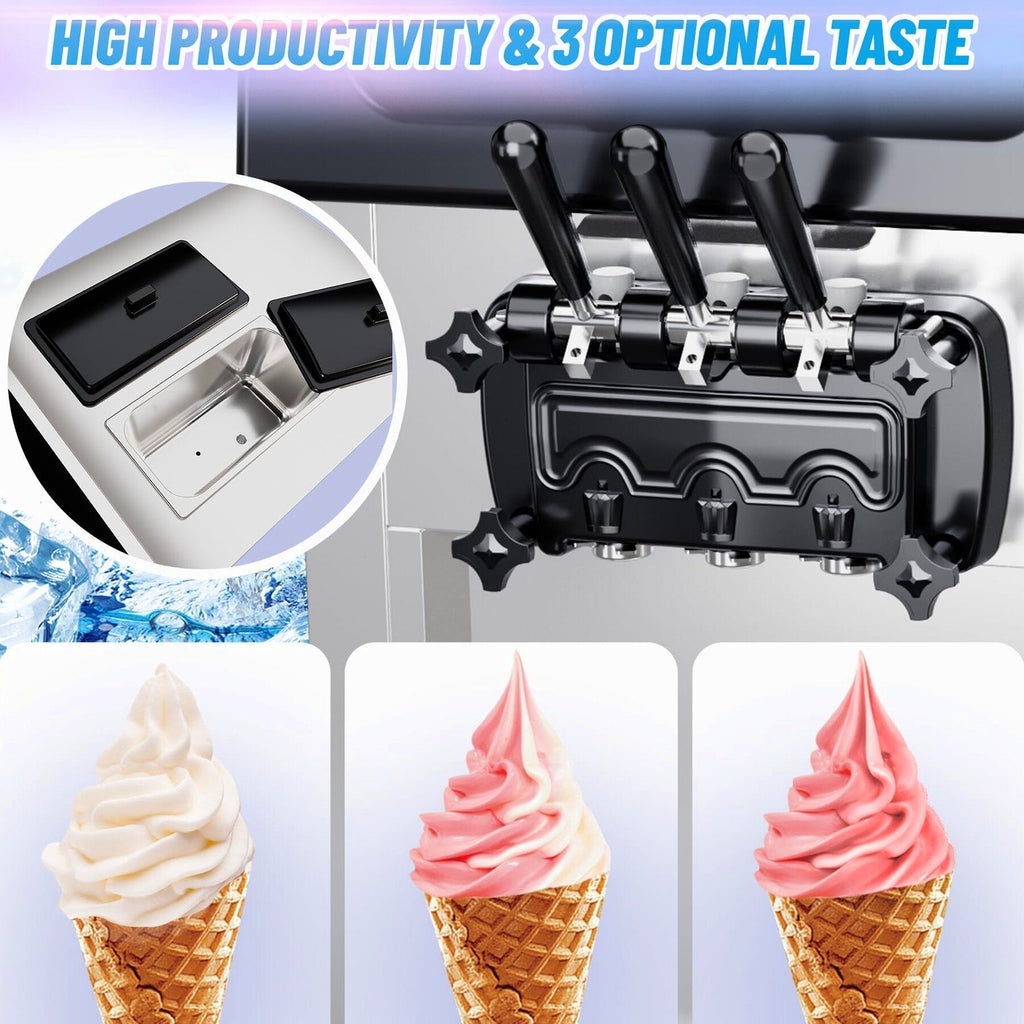 Commercial 3-Flavor Soft Serve Ice Cream Machine, 2200W, 5.3-7.4 Gal/Hr - ICE_CREAM_MAKER