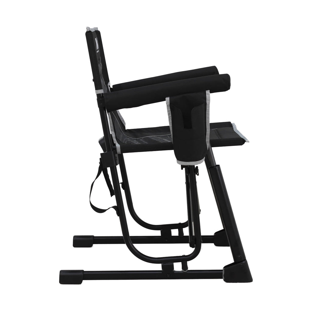 Avaar Outdoor Folding Rocking Camp Chair w/Cup Holder, 400lbs Capacity, Black