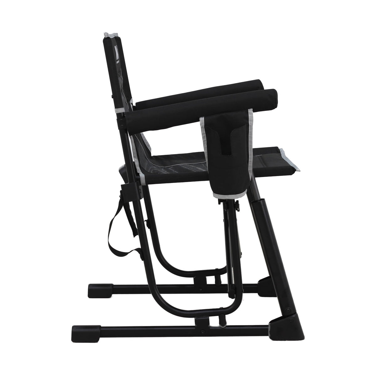 Avaar Outdoor Folding Rocking Camp Chair w/Cup Holder, 400lbs Capacity, Black