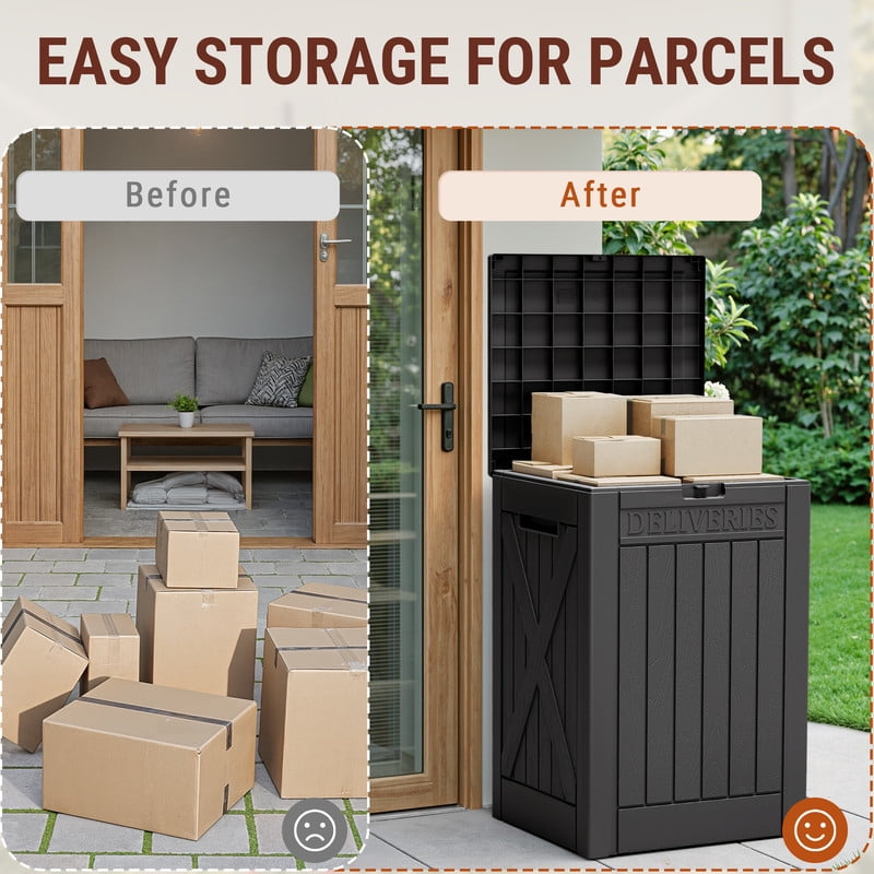 Homall 53 Gallon Package Delivery Boxes, Waterproof Outdoor Resin Mailbox for Packages With Lockabla Lid, Outdoor Storage Parcel Box for Outside
