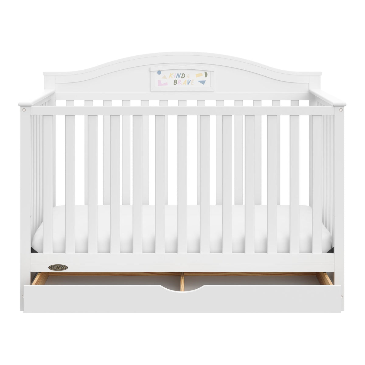 Graco Story 5-in-1 Convertible Baby Crib with Drawer and Reversible Headboard, White