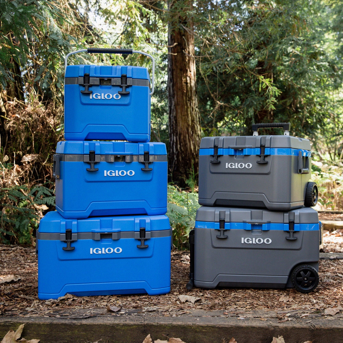 Igloo 72 QT Overland Ice Chest Cooler with Wheels, Gray and Sneaky Blue
