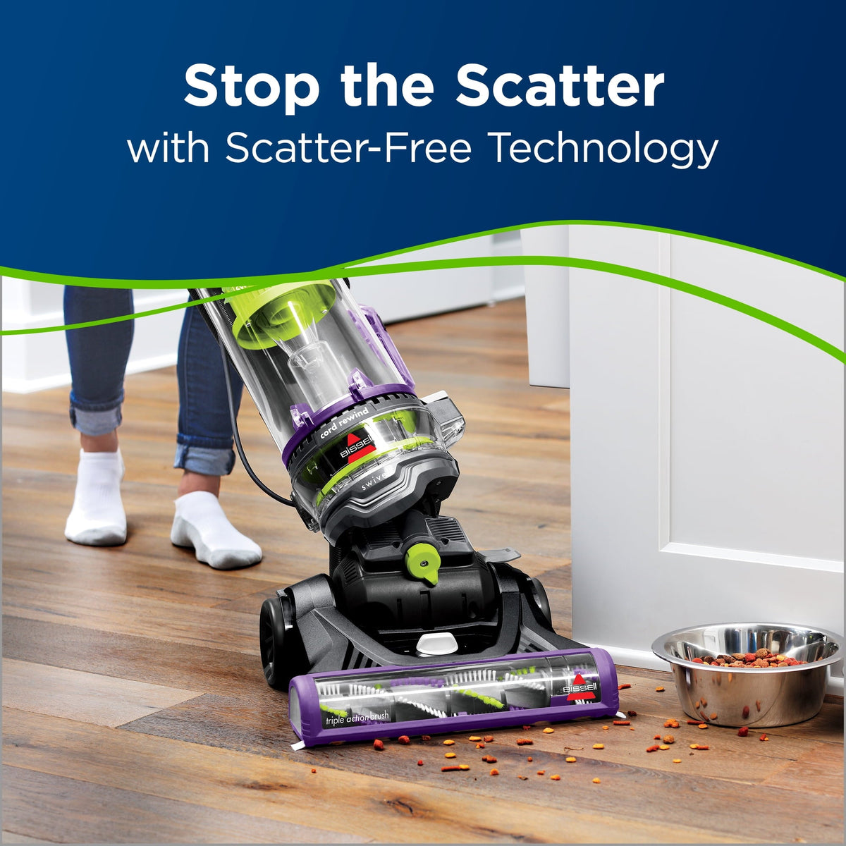 BISSELL PowerLifter Swivel Pet Rewind, Bagless, Upright Vacuum, Pet Friendly, Triple Action Brush Roll, Automatic Cord Rewind, Scatter Free