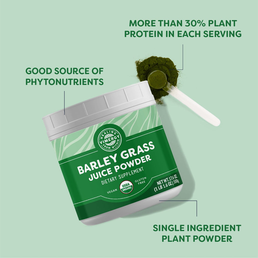 VIMERGY USDA Organic Barley Grass Juice Powder, 62 Servings – Super Greens Powder