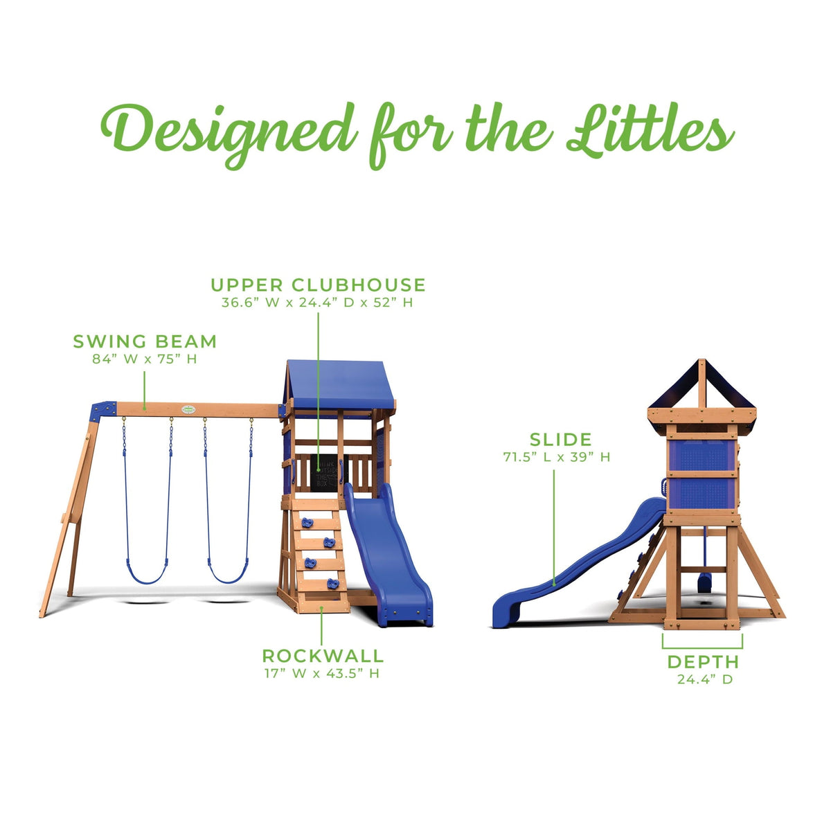 Backyard Discovery Aurora Cedar Wood Swing Set, Wave Slide, Play Deck, Rock Wall Ladder