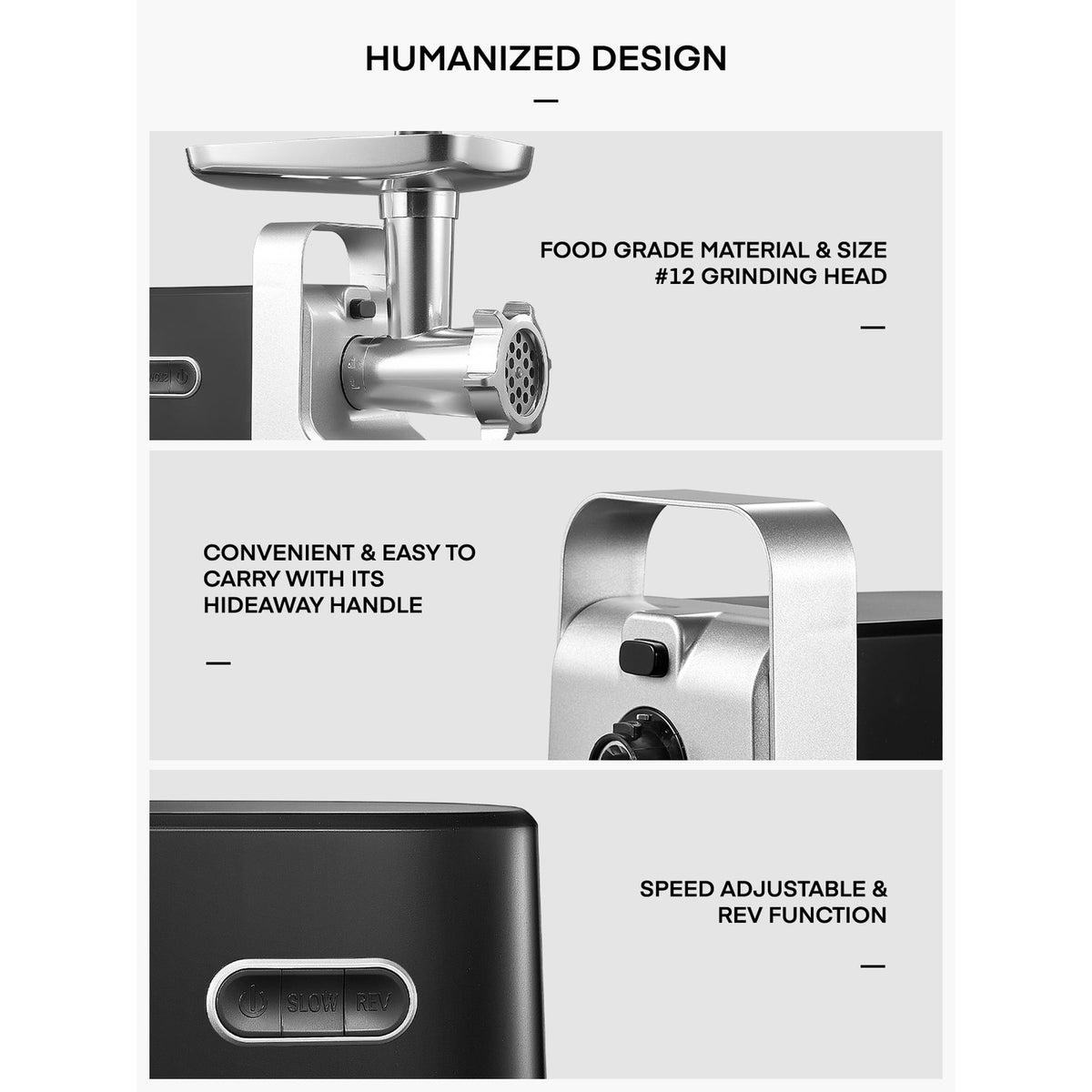HOUSNAT Meat Grinder for Home Use, 3000W Max Heavy Duty Electric Meat Grinders, 5 in 1 Sausage Stuffer, 3 Stainless Steel Grinding Plates, 5