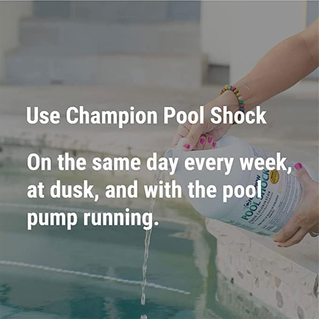 CPDI Champion Pool Shock 1-Gal 12.5% Commercial-Grade Liquid Chlorine, 4 Pk