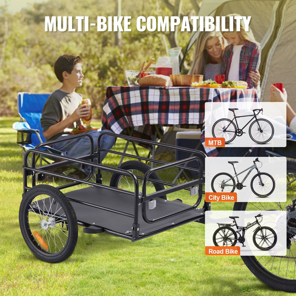 VEVOR Bike Cargo Trailer, 160 lbs Load Capacity, Heavy-Duty Bicycle Wagon Cart, Foldable Compact Storage & Quick Release with Universal Hitch, 16"