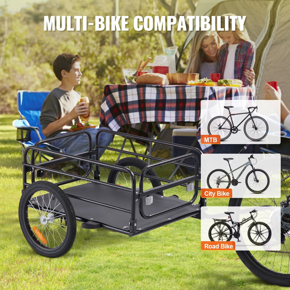 VEVOR Bike Cargo Trailer, 160 lbs Load Capacity, Heavy-Duty Bicycle Wagon Cart, Foldable Compact Storage & Quick Release with Universal Hitch, 16"