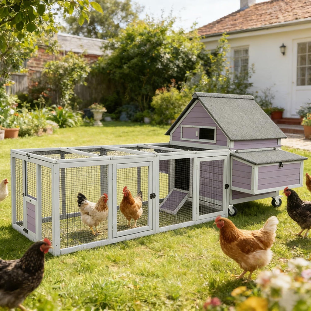 Aivituvin 20.7 sq ft Chicken Coop Run Extension for Outdoor, Heavy Duty Metal Chicken Run with Safety Lock Doors, 79"x38"x27"