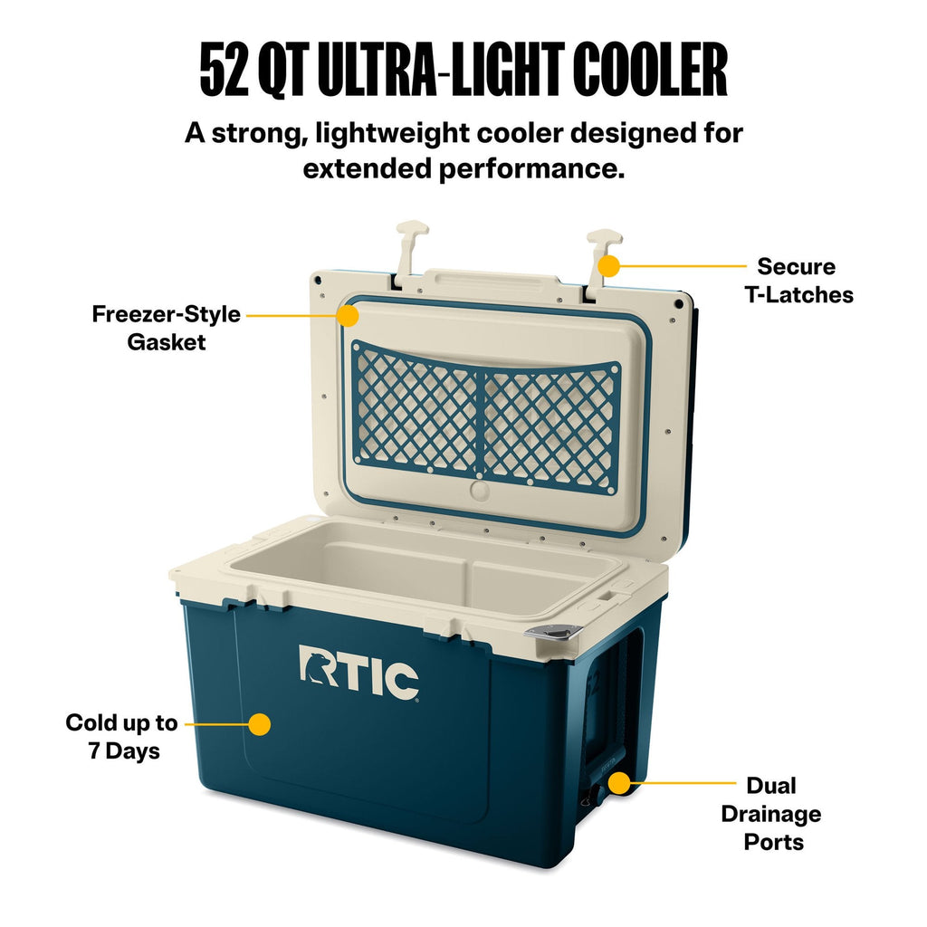 RTIC 52 Qt 76-Can Ultra-Light Ice Chest Cooler, Marine/Canvas