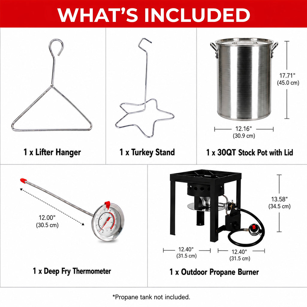 Expert Grill 30-Quart Turkey Fryer Kit with Aluminum Pot, 38,000 BTU Propane Burner