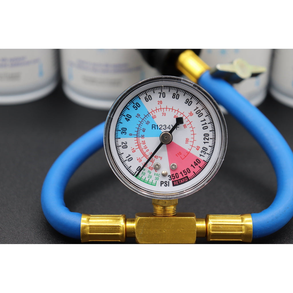 Envirosafe Arctic air for R-1234YF, R1234, r1234yf Refrigerant Support, 4 cans and a gauge