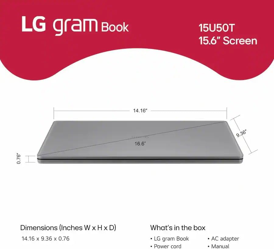 LG Gram Book 15 Business Laptop, 15.6-inch FHD IPS Display, 32GB RAM, 1TB SSD - Intel i5-1334U With Hub