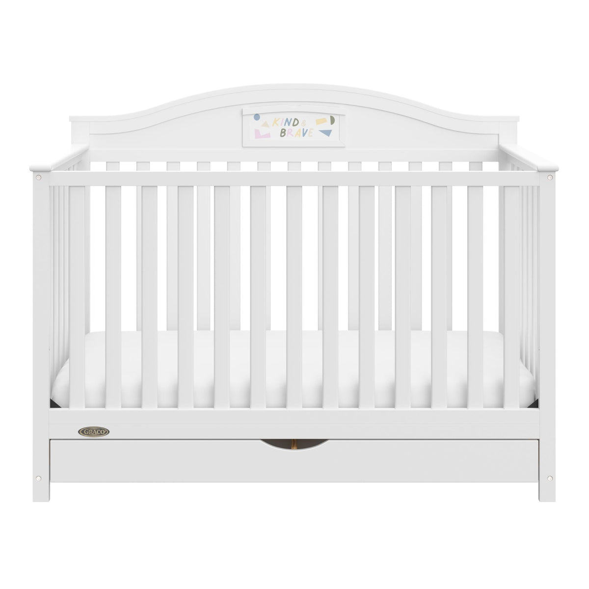 Graco Story 5-in-1 Convertible Baby Crib with Drawer and Reversible Headboard, White