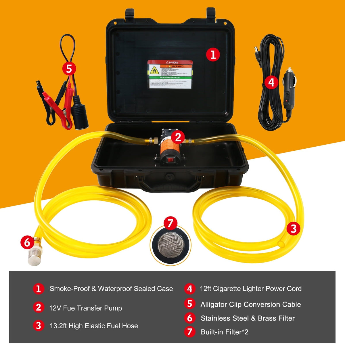 SYHXYSOO 12V 80W Electric Fuel Transfer Pump, 120GPH Gasoline Transfer Pump Kit for Gas or Diesel, Fuel Pump for Automotive,UTVs, Vehicles, Boats