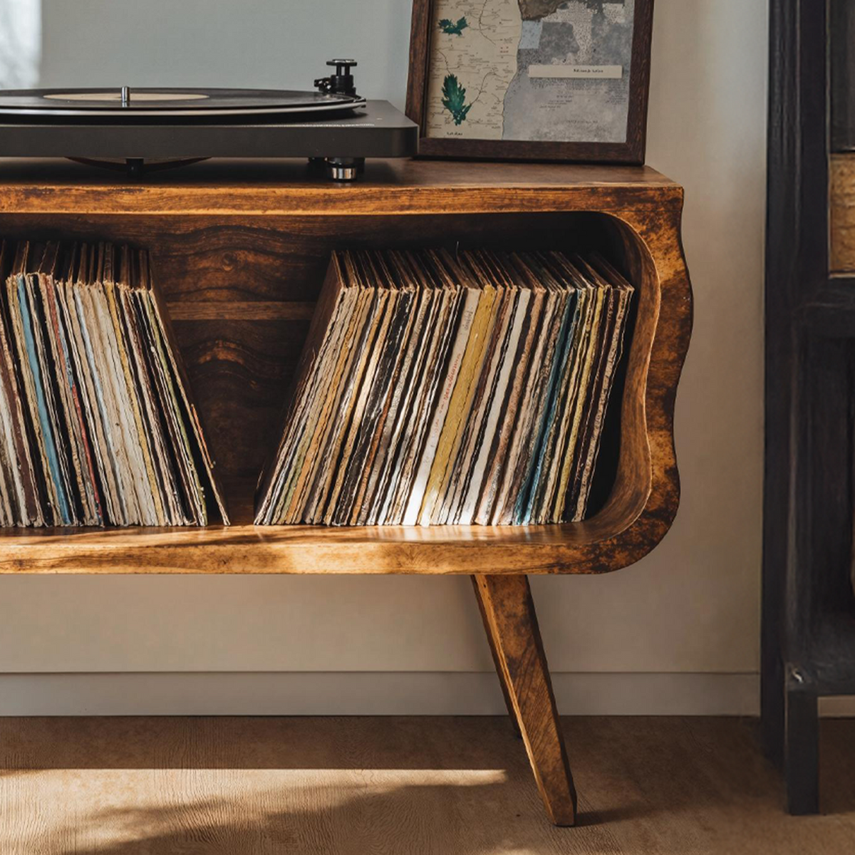 Rustic Record Player Stand Entryway Decor