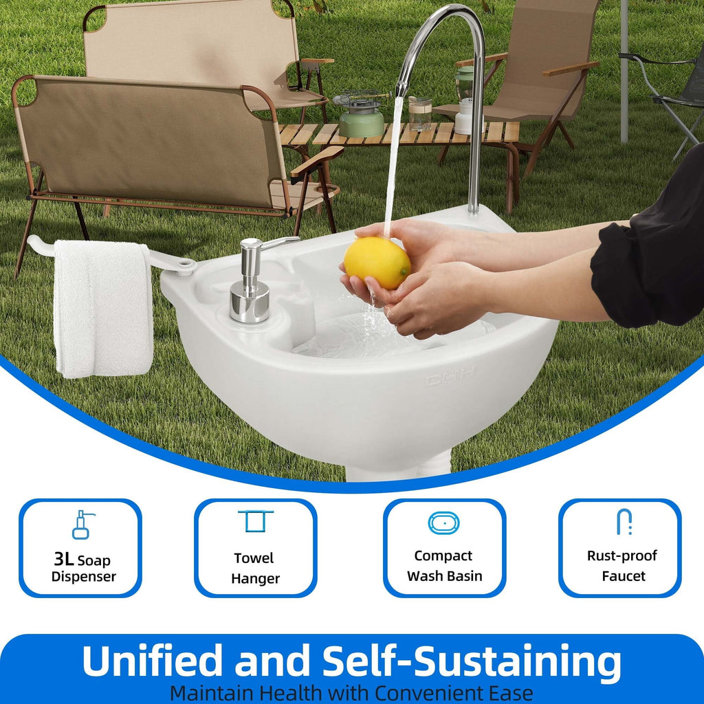DEXTRUS 5.3 Gallon Portable Toilet and 17L Portable Camping Sink Hand Wash Basin Station & Flush Potty for Outdoor,Camping, RV Toilet