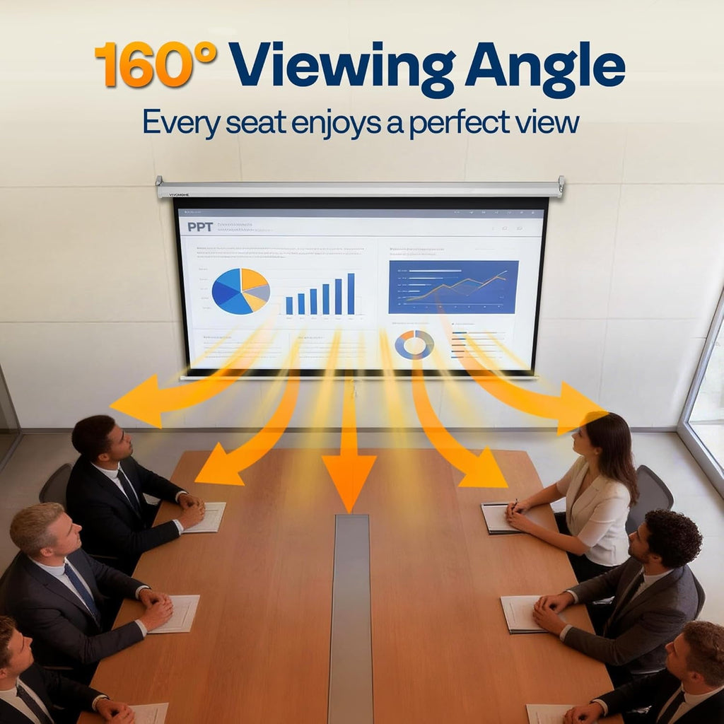 SPECSTAR 100 inch Manual Pull Down Projector Screen, 16:9 HD Retractable Projector Screens with Auto Locking for Movie Home Theater Cinema Office