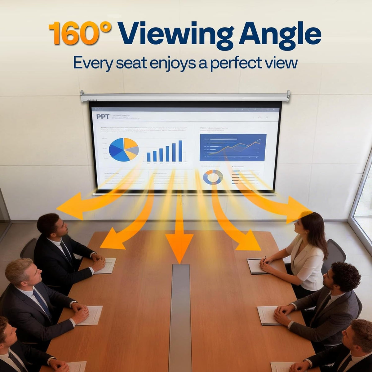 SPECSTAR 100 inch Manual Pull Down Projector Screen, 16:9 HD Retractable Projector Screens with Auto Locking for Movie Home Theater Cinema Office
