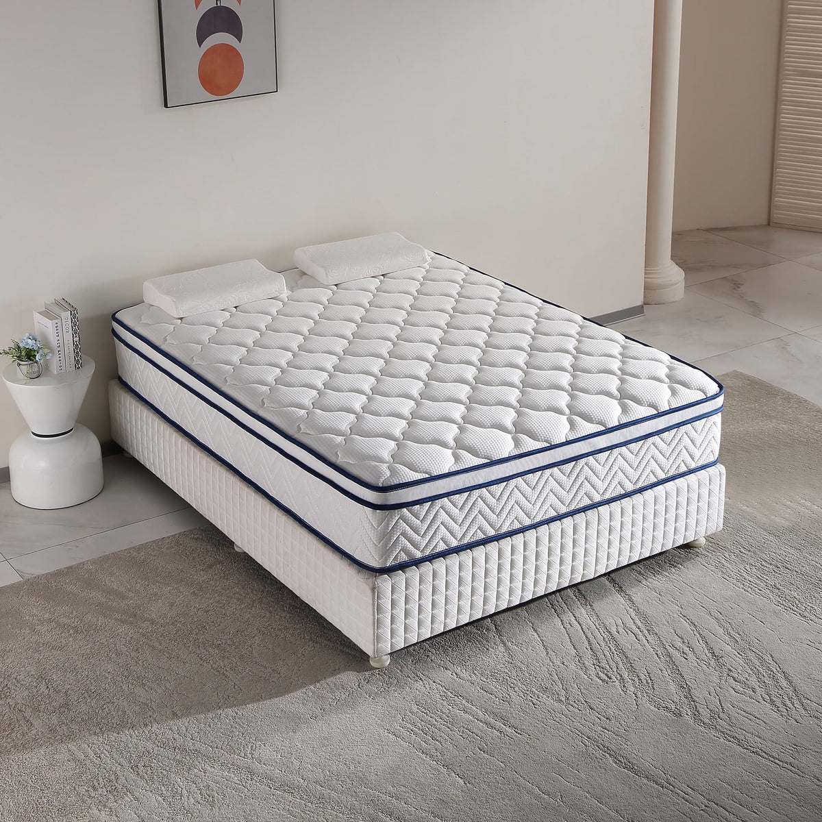 QOFYU Plush Queen Mattress 12 inch, Queen Size Spring HybridGel Memory Foam Mattress, Queen Mattresses in a Box