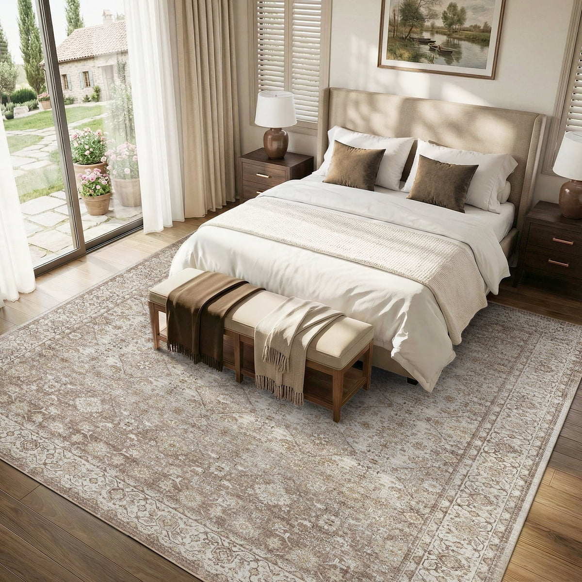 SIXHOME 8'x10' Area Rugs for Living Room Washable Rugs Ombre Vintage Floral Living Room Rug Aesthetic Carpet Soft Large Rugs for Bedroom Dining Room