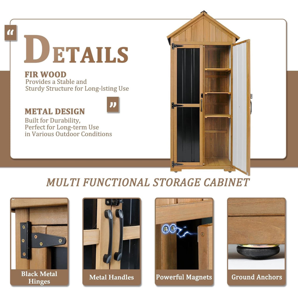 PETSCOSSET Outdoor Storage Cabinet Weatherproof Tall Cabinet with 3 Adjustable Shelves