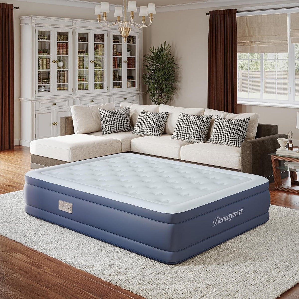 Beautyrest 17" Supreme Air Auto Shut-Off Air Mattress with Built-in SureLock Pump, California King Size, 3-Year , Supports 650 lbs, Best for Home