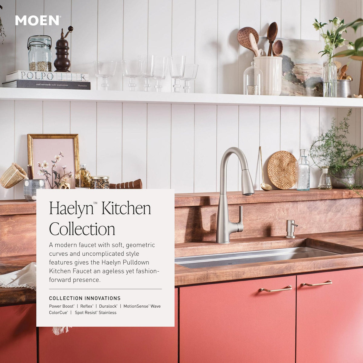 Moen Haelyn Chrome Touchless Single-Handle Pulldown Sprayer Kitchen Faucet with Soap Dispenser, Features Power Clean for a Faster Wash