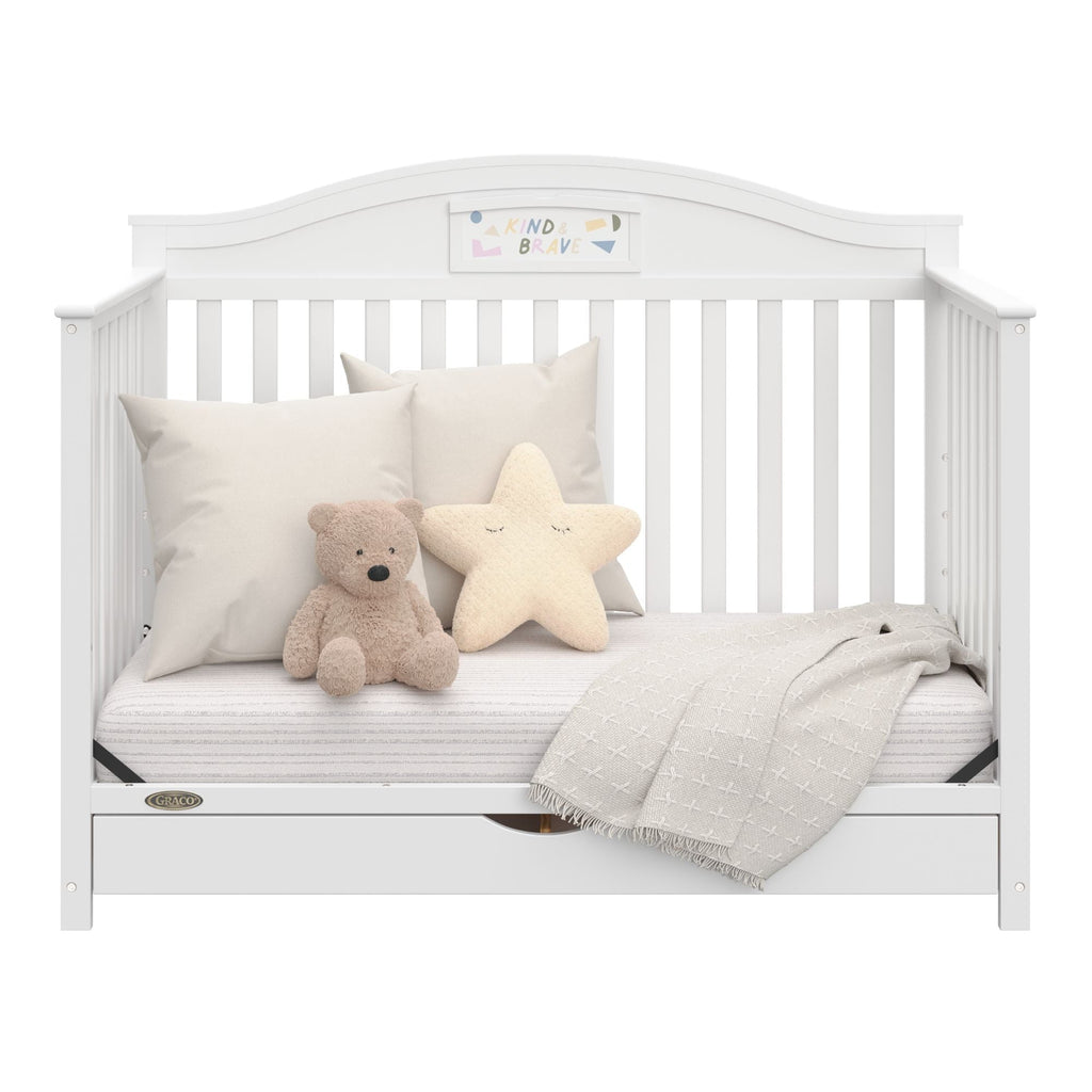 Graco Story 5-in-1 Convertible Baby Crib with Drawer and Reversible Headboard, White