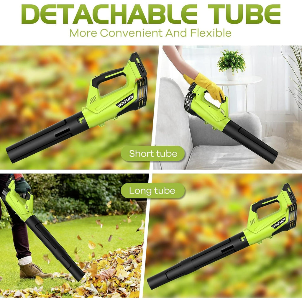 DARKIRON Cordless Leaf Blower, 20V Leaf Blower with 2 x 2.0Ah Batteries & Charger, Up to 450CFM/150MPH, 2 Variable Speed, Lightweight for Blowing